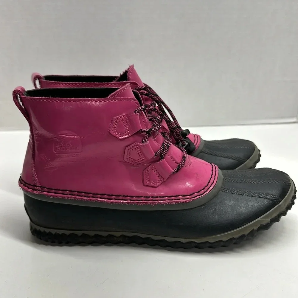 Sorel Duck Boots Lace Up Out N About Waterproof Winter Boot Shoes Pink Size 6